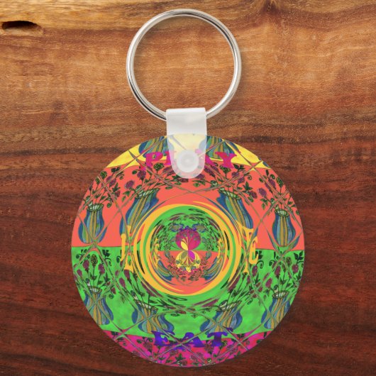 かわいいニース&ラブリーフローラモチアアートプリントデザイン キーホルダー (正面)