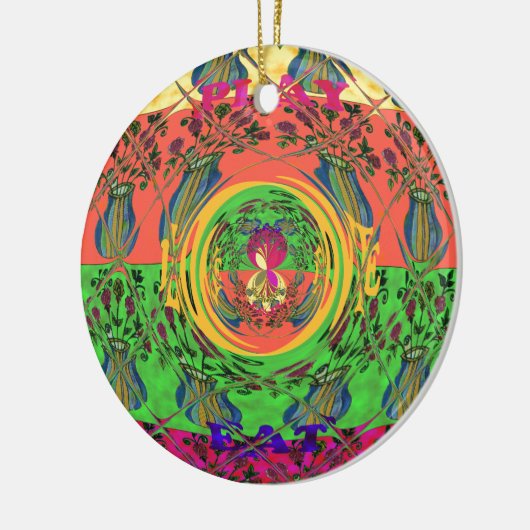 かわいいニース&ラブリーフローラモチアアートプリントデザイン セラミックオーナメント (左)