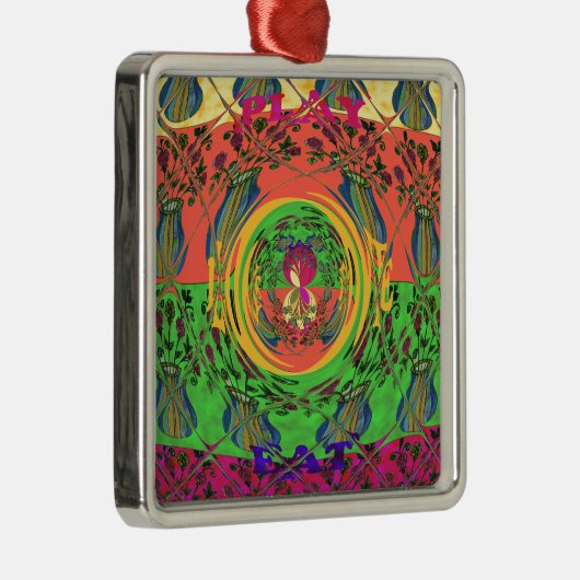 かわいいニース&ラブリーフローラモチアアートプリントデザイン メタルオーナメント (右)