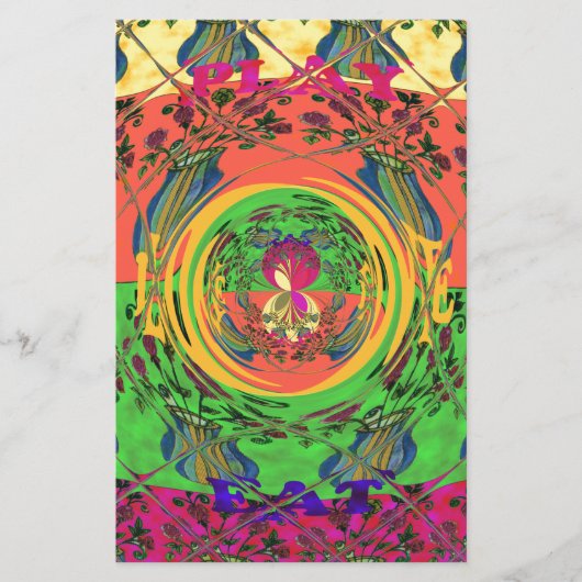 かわいいニース&ラブリーフローラモチアアートプリントデザイン 便箋 (正面)