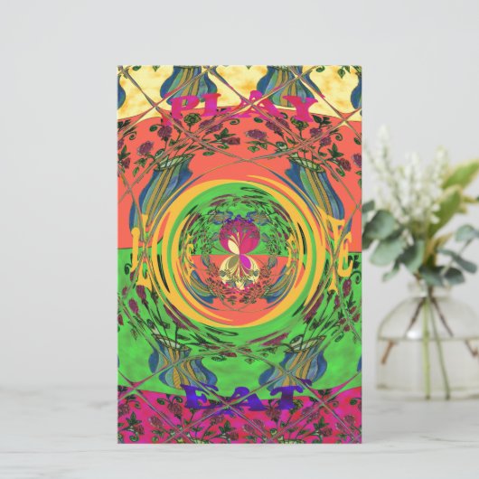 かわいいニース&ラブリーフローラモチアアートプリントデザイン 便箋 (スタンド正面)