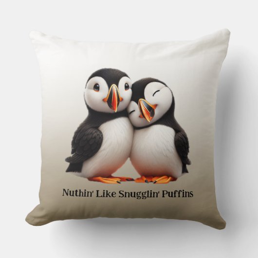 かわいいヌシンのようなスナッグリンのパフィン クッション (正面)