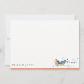 かわいいネイビーさびれた飛行機雲空星子供の誕生日 ノートカード (正面)