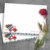 かわいいネイビーイエローダンプトラック任意の年齢誕生日 ノートカード