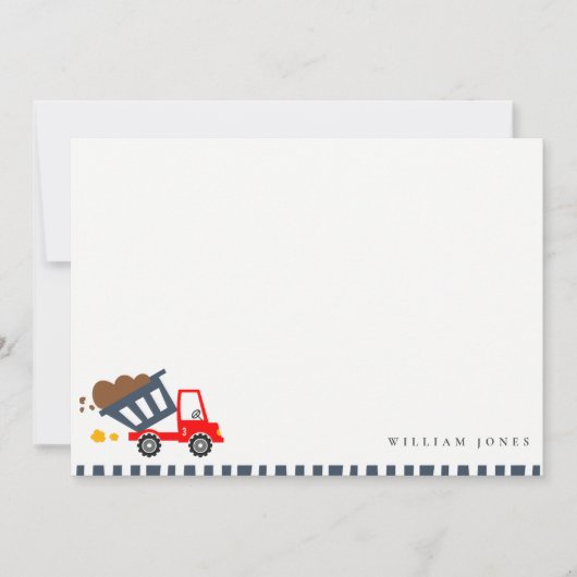かわいいネイビーイエローダンプトラック任意の年齢誕生日 ノートカード (正面)