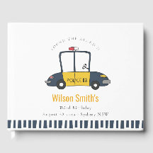 かわいいネイビーイエロー警察の車の子供たち任意の年齢誕生日