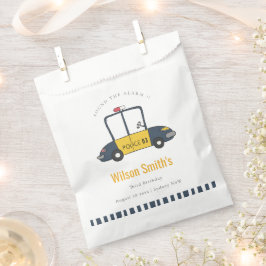 かわいいネイビーイエロー警察の車の子供たち任意の年齢誕生日 フェイバーバッグ