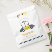 かわいいネイビーイエロー警察の車の子供たち任意の年齢誕生日 フェイバーバッグ (封をした状態)