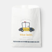 かわいいネイビーイエロー警察の車の子供たち任意の年齢誕生日 フェイバーバッグ (正面)