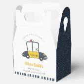 かわいいネイビーイエロー警察の車の子供たち任意の年齢誕生日 フェイバーボックス (オープン)