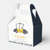 かわいいネイビーイエロー警察の車の子供たち任意の年齢誕生日 フェイバーボックス (正面サイド)