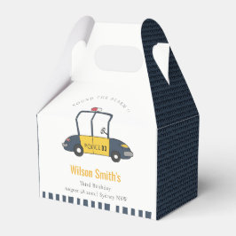 かわいいネイビーイエロー警察の車の子供たち任意の年齢誕生日 フェイバーボックス