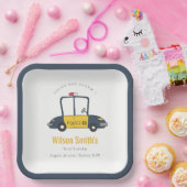 かわいいネイビーイエロー警察の車の子供たち任意の年齢誕生日 ペーパープレート (パーティー)