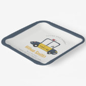 かわいいネイビーイエロー警察の車の子供たち任意の年齢誕生日 ペーパープレート (傾斜あり)