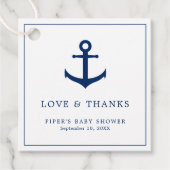 かわいいネイビーブルーいかりボーイ航海のベビーシャワー フェイバータグ (正面)