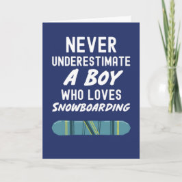 かわいいネイビーブルーのスノーボードカード　男の子用 カード