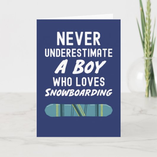 かわいいネイビーブルーのスノーボードカード　男の子用 カード (正面)