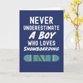 かわいいネイビーブルーのスノーボードカード　男の子用 カード (黄色い花)