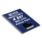 かわいいネイビーブルーのピアニストの贈り物男子子供ピアノ ノートブック (右側)