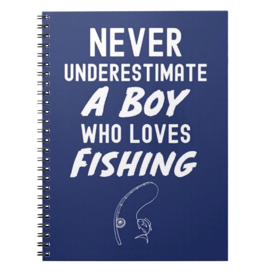 かわいいネイビーブルーのフィッシングギフト 赤ちゃん 男の子 子供 ノートブック (正面)