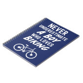 かわいいネイビーブルーのベビーボーイ用自転車ギフト ノートブック (左側)