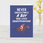 かわいいネイビーブルーの乗馬カード 赤ちゃん男子 子供向け カード (黄色い花)