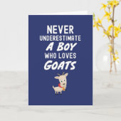 かわいいネイビーブルーの子羊のカード 赤ちゃん男の子用 子供用 カード (黄色い花)