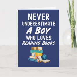 かわいいネイビーブルーの本を読むカード　ベイビーボーイキッズ用 カード