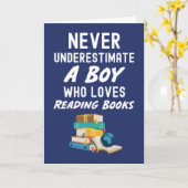 かわいいネイビーブルーの本を読むカード　ベイビーボーイキッズ用 カード (黄色い花)