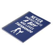 かわいいネイビーブルーの空手ギフト 赤ちゃん 男の子 子ども ノートブック (左側)