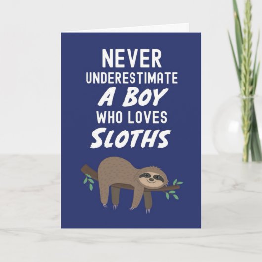 かわいいネイビーブルーの赤ちゃんゾウのカード 男の子 子供向け カード (正面)