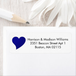 かわいいネイビーブルーハートカスタム差出人住所 ラベル