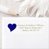 かわいいネイビーブルーハートカスタム金ゴールド差出人住所 ラベル (インサイチュ)