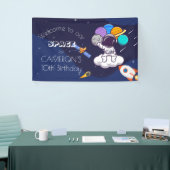 かわいいネイビーブルー宇宙宇宙飛行士テーマパーティー 横断幕 (トレードショー)