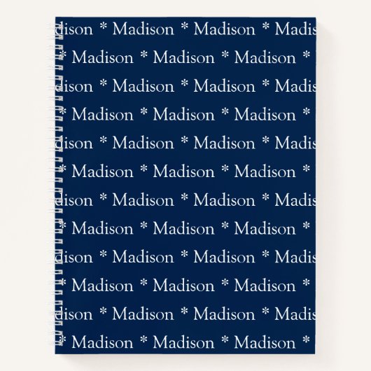 かわいいネイビーブルー白名前をカスタムするパターンレシピ ノートブック (正面)