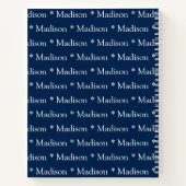 かわいいネイビーブルー白名前をカスタムするパターンレシピ ノートブック (裏面)