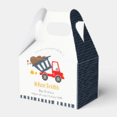 かわいいネイビーレッドダンプトラックキッズ任意の年齢誕生日 フェイバーボックス (裏面サイド)