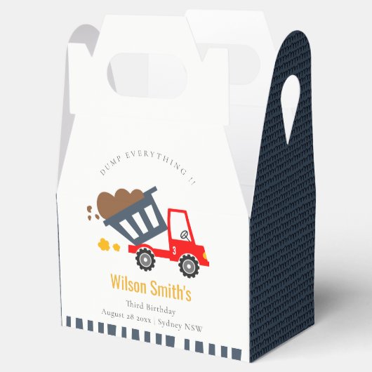 かわいいネイビーレッドダンプトラックキッズ任意の年齢誕生日 フェイバーボックス (オープン)