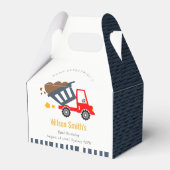 かわいいネイビーレッドダンプトラックキッズ任意の年齢誕生日 フェイバーボックス (正面サイド)