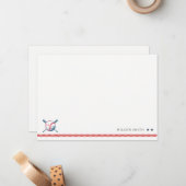 かわいいネイビーレッドベースボールキッズフォト誕生日 ノートカード (正面/裏面インサイチュ)