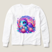 かわいいネオンの赤ちゃんカメのイラストTシャツ (デザイン正面)