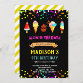 かわいいネオンアイス誕生日の招待 招待状 (正面/裏面)