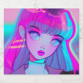 かわいいネオンアニメガールリキュールボトルラベル リキュールボトルラベル (シングルラベル)