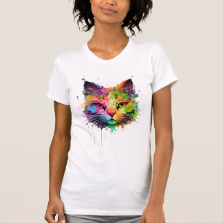 かわいいネオンインク猫 Tシャツ