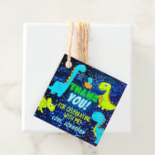 かわいいネオンカラフル恐竜の少年パーティーありがとう フェイバータグ (インサイチュ)