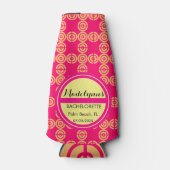 かわいいネオンピンクの結婚披露宴の人気パーソナライズされた ボトルクーラー (正面)