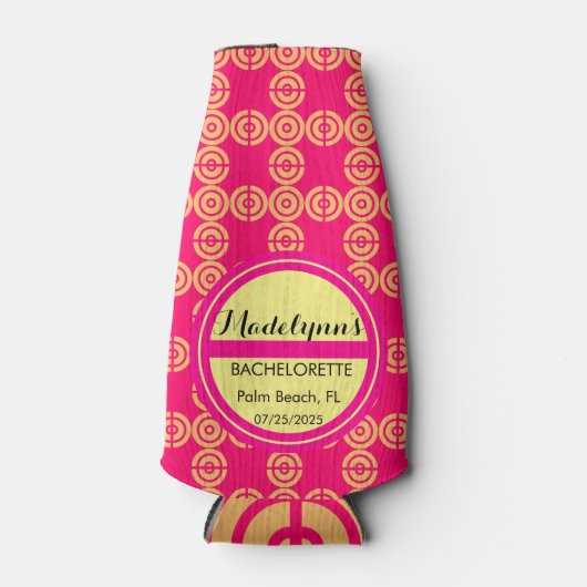 かわいいネオンピンクの結婚披露宴の人気パーソナライズされた ボトルクーラー (正面)