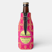 かわいいネオンピンクの結婚披露宴の人気パーソナライズされた ボトルクーラー (ボトル裏面)
