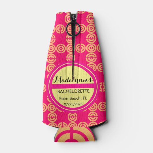 かわいいネオンピンクの結婚披露宴の人気パーソナライズされた ボトルクーラー (裏面)