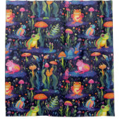 かわいいネオンフロッグパターン シャワーカーテン (正面)